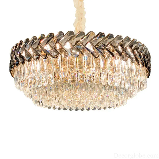 Luxury Living Room Crystal Chandelier - Elegance in Round Gold Design with LED Illumination - DecorGlobe