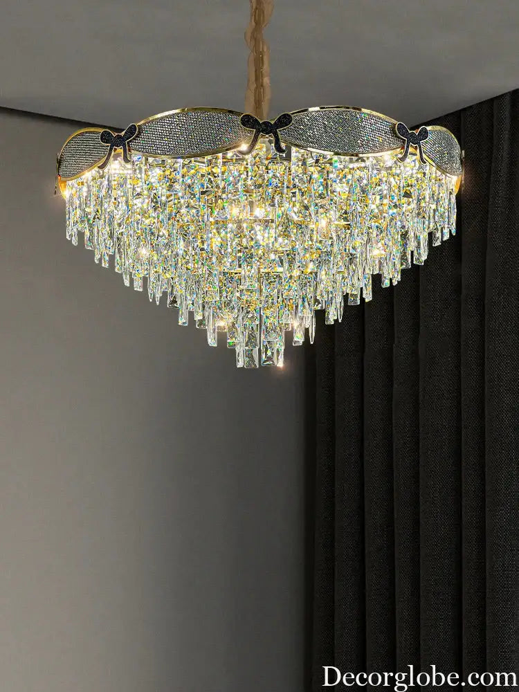 Living Room Lamp - Postmodern Light Luxury Crystal Chandelier, New High-End Design for Atmosphere in Bedrooms and Dining Spaces - DecorGlobe