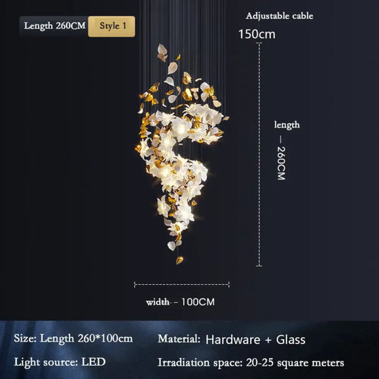 Decor globe Loft Crystal Ceiling Chandelier - Luxury Crystal Hanging Light for Staircases, Living Rooms, and Modern Villa Elegance - DecorGlobe