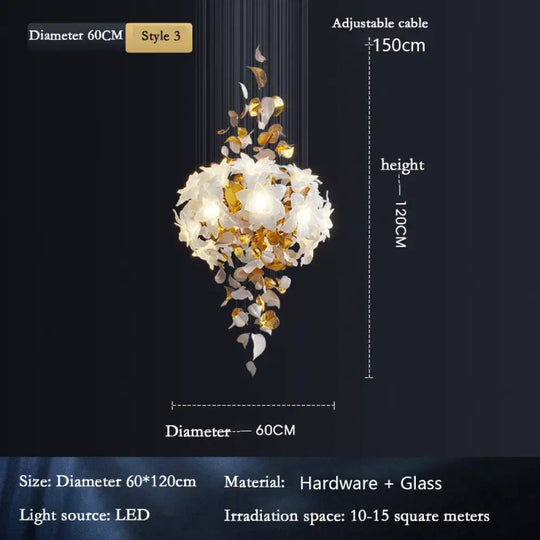 Decor globe Loft Crystal Ceiling Chandelier - Luxury Crystal Hanging Light for Staircases, Living Rooms, and Modern Villa Elegance - DecorGlobe