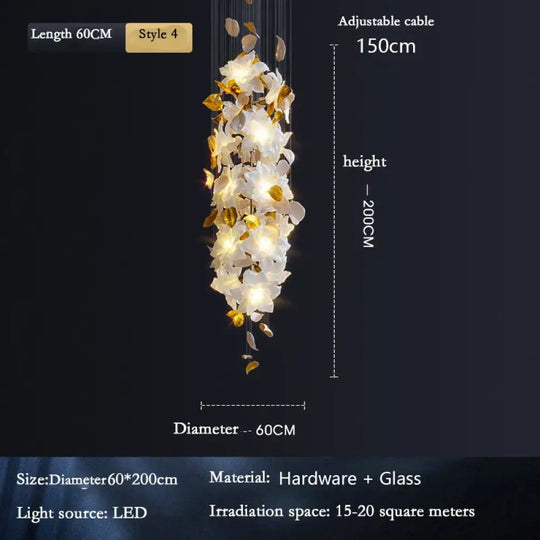 Decor globe Loft Crystal Ceiling Chandelier - Luxury Crystal Hanging Light for Staircases, Living Rooms, and Modern Villa Elegance - DecorGlobe