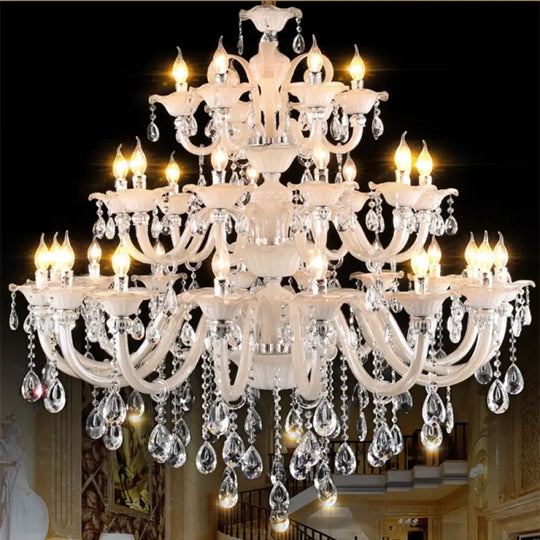 Long Crystal Chandelier for Duplex Villa and Staircase Lighting Chandelier