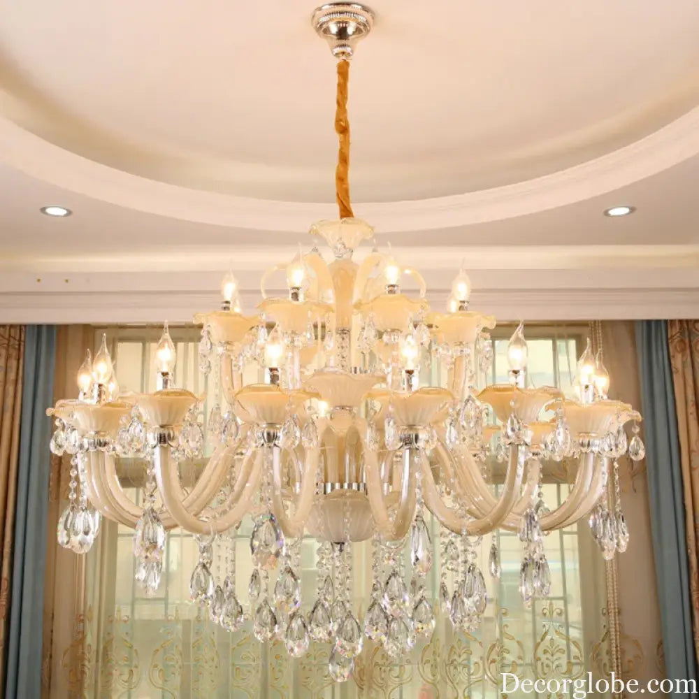 Long Crystal Chandelier for Duplex Villa and Staircase Lighting Chandelier
