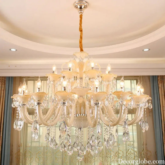 Long Crystal Chandelier for Duplex Villa and Staircase Lighting Chandelier