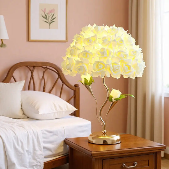 Rose Flower Table Lamp Fabric Rose Flower Table Lamp Simulated Rose Flower Table Lamp Wedding Gift Bedside Decoration