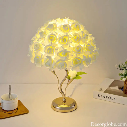 Rose Flower Table Lamp Fabric Rose Flower Table Lamp Simulated Rose Flower Table Lamp Wedding Gift Bedside Decoration