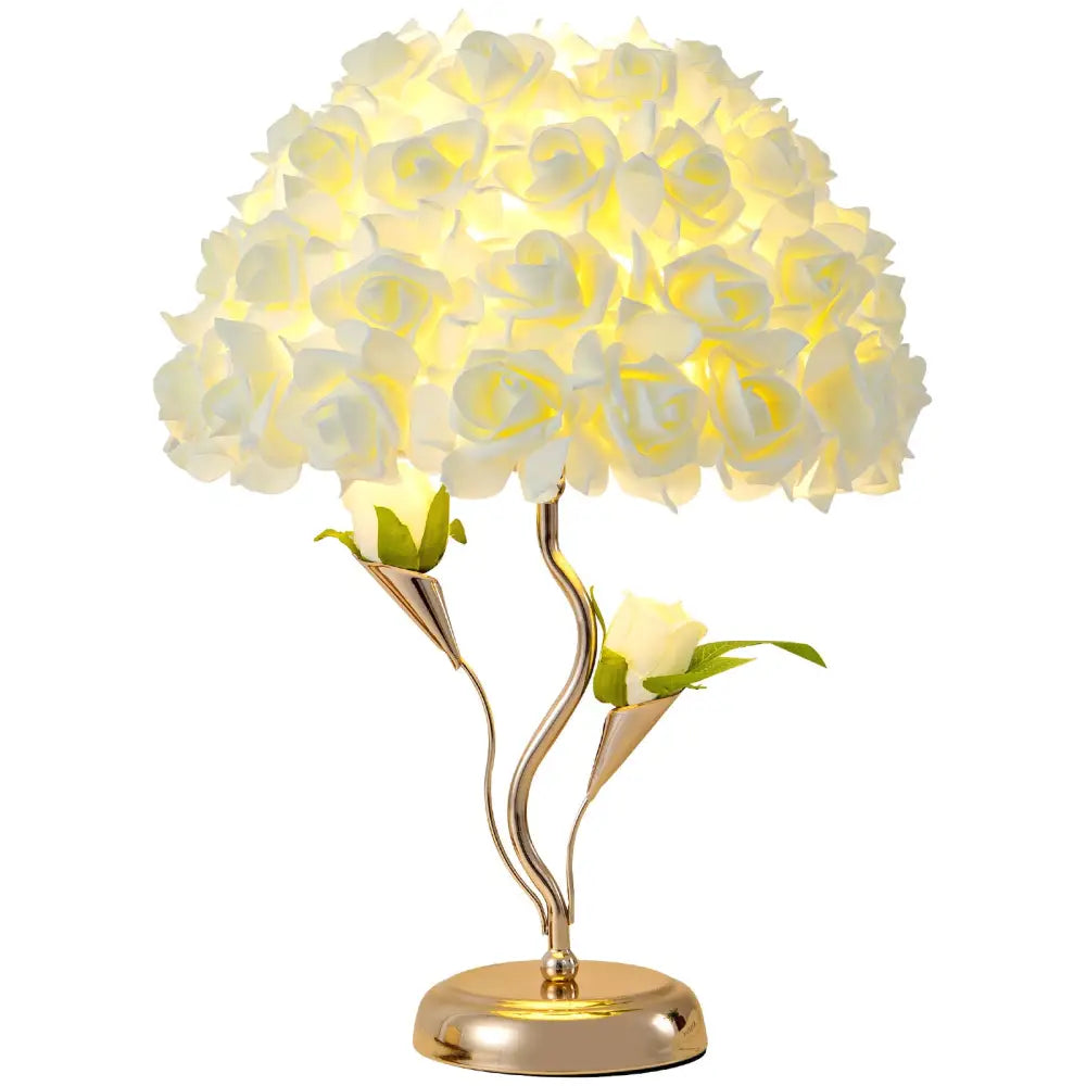 Rose Flower Table Lamp Fabric Rose Flower Table Lamp Simulated Rose Flower Table Lamp Wedding Gift Bedside Decoration
