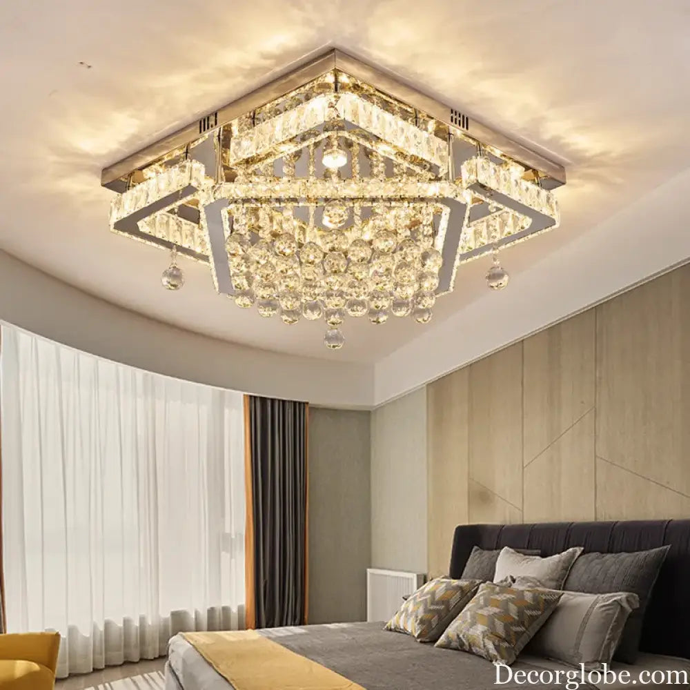 Modern LED Crystal Ceiling Light Luxury Ceiling Lamp for Living Room Bedroom Dining Room Kitchen Ceiling Lighting