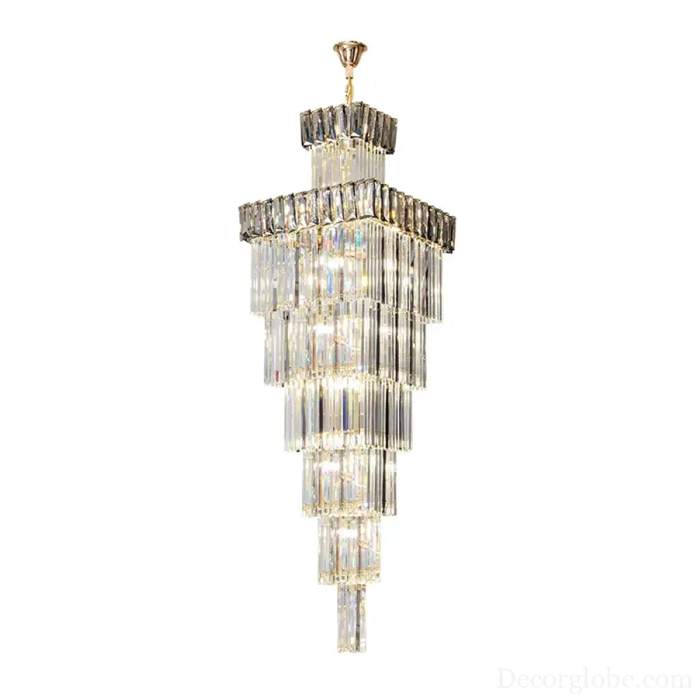 Luxurious Crystal Clear Pendant Light - Artistic Chandelier for Elegant Living Rooms and Staircases - DecorGlobe