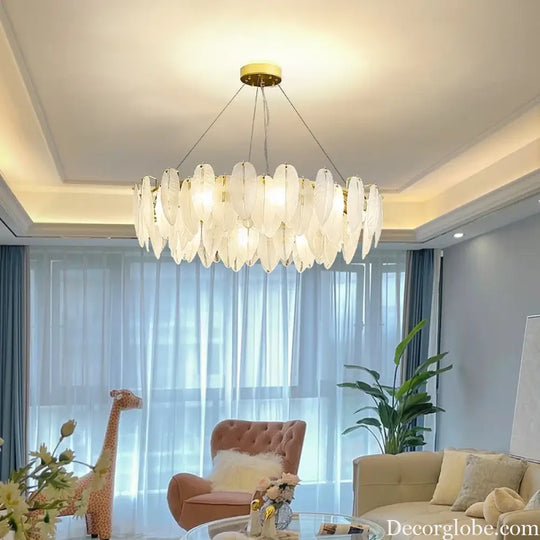 Luxurious Nordic LED Chandeliers - Gold Art Decor Feather Design - Ideal for Living Rooms, Dining Rooms, Bedrooms, and Kitchens - DecorGlobe