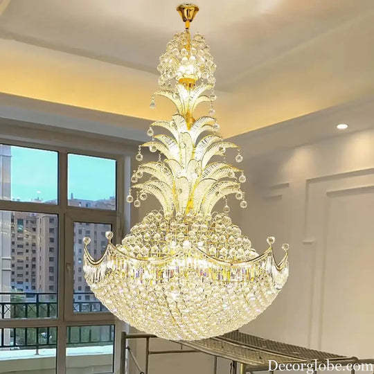 Lydia Villa Crystal Chandelier with LED Chain Pendant Modern Staircase Light Chandelier