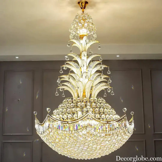 Lydia Villa Crystal Chandelier with LED Chain Pendant Modern Staircase Light Chandelier
