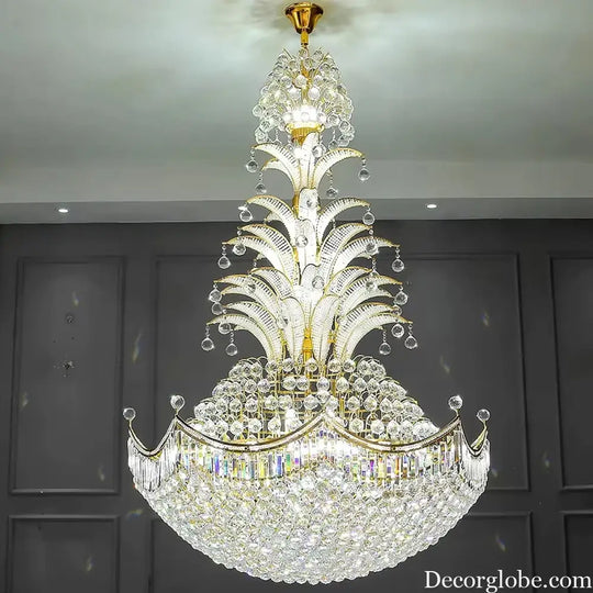 Lydia Villa Crystal Chandelier with LED Chain Pendant Modern Staircase Light Chandelier