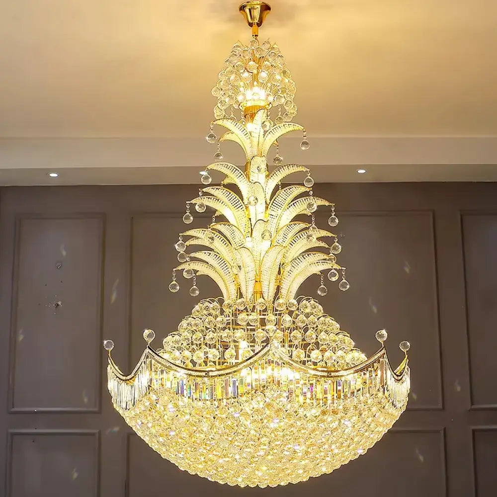 Lydia Villa Crystal Chandelier with LED Chain Pendant Modern Staircase Light D150CMXH220CM / White light Chandelier