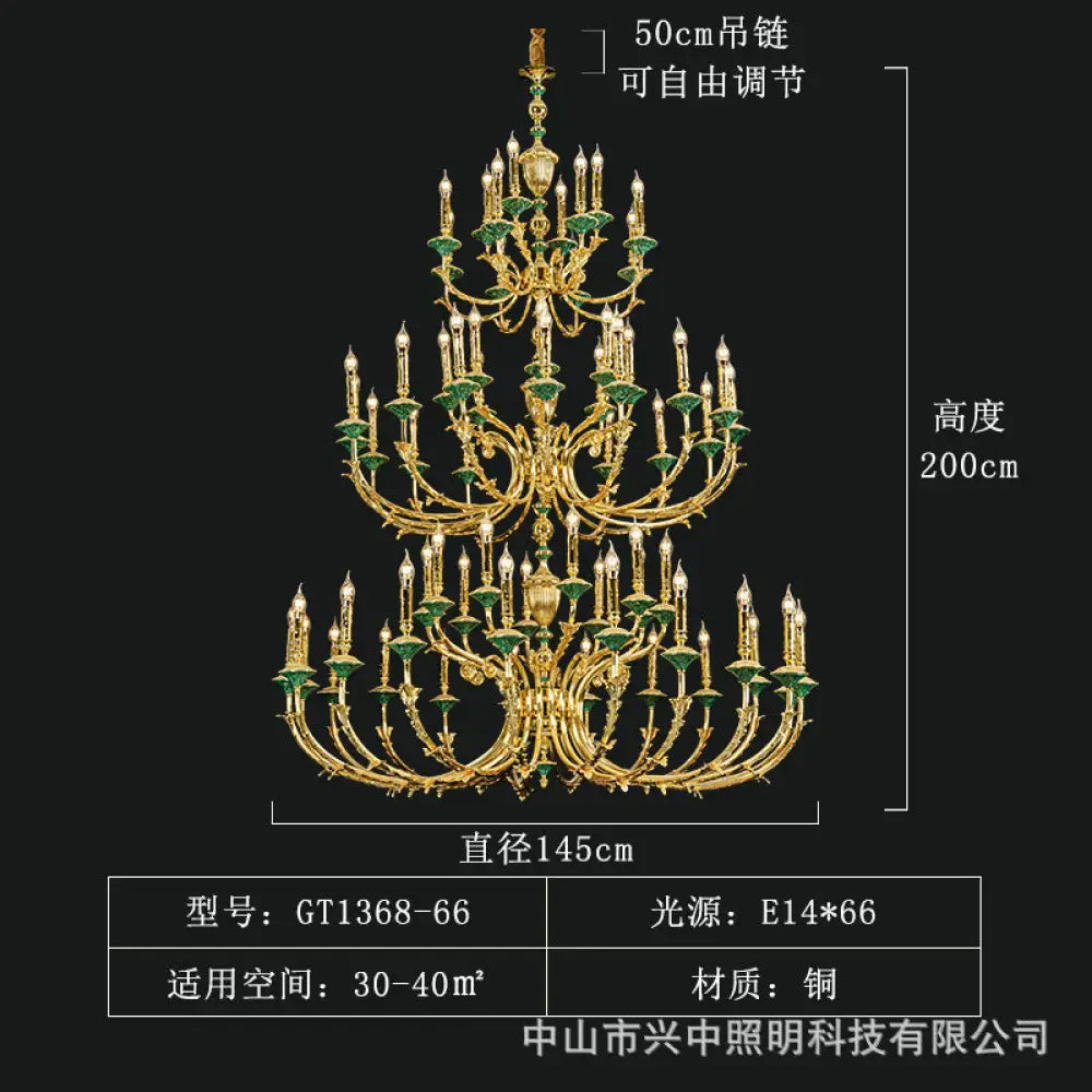 Madison European Crystal Copper Branch Chandelier for Villa 66-head chandelier (diameter 145cm, height 200cm) Chandelier