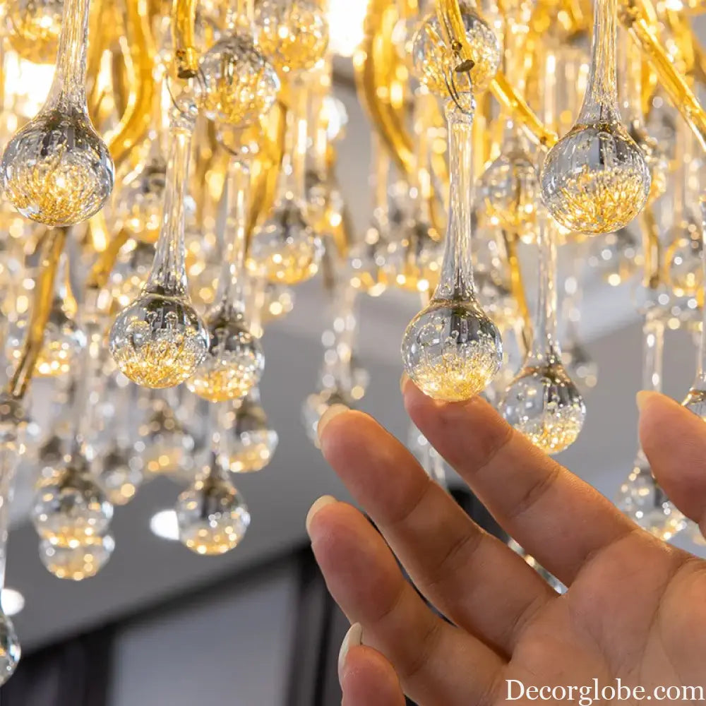 Maison - Modern Luxury Crystal  Water Drop Pendant Light, Perfect for Living Rooms, Bedrooms, Hotels, Villas, and Indoor Decor - DecorGlobe