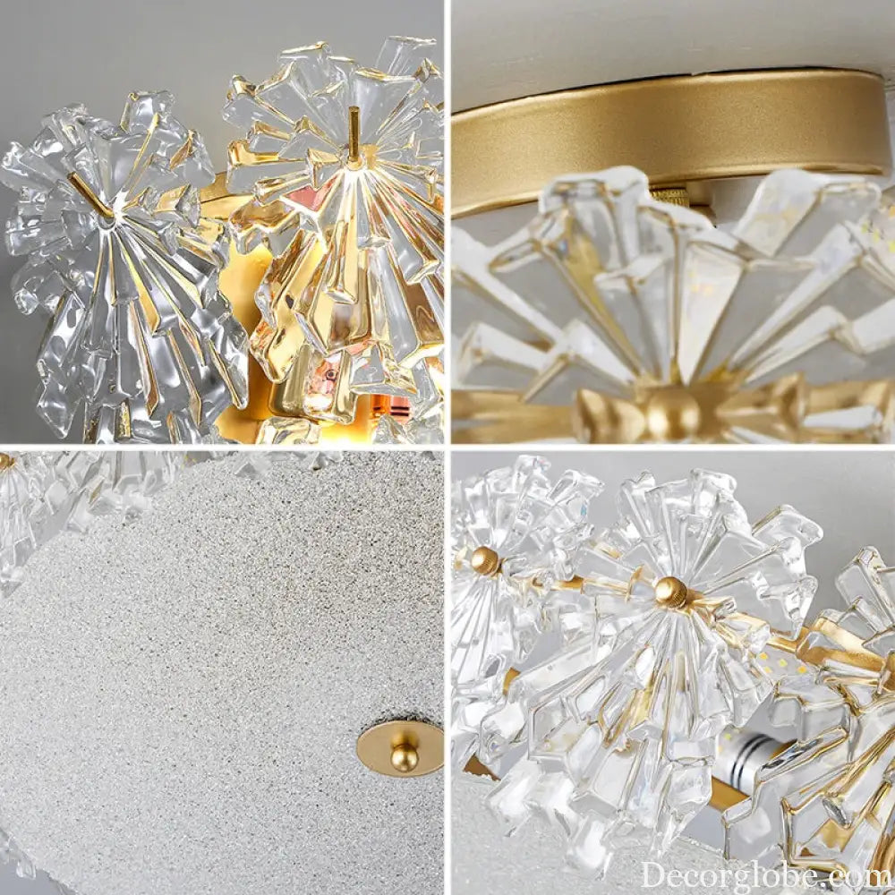 Modern Minimalist Luxury Crystal Glass Maple Leaf Ceiling Lamp Chandelier Living Room Decoration Bedroom Led Indoor