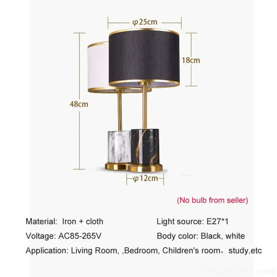Élodie Nordic Iron Fabric Bedside Table Lamp E27 Modern Study Light