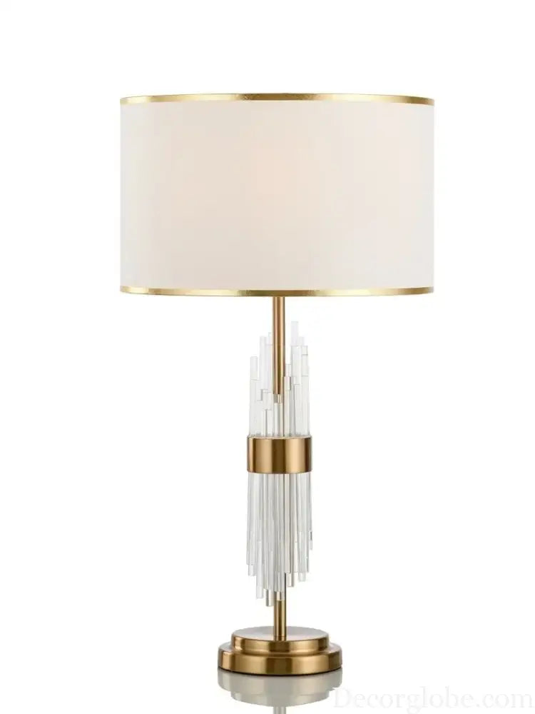 Juliette Crystal Rod Glass Table Lamp E27 White Cloth LED
