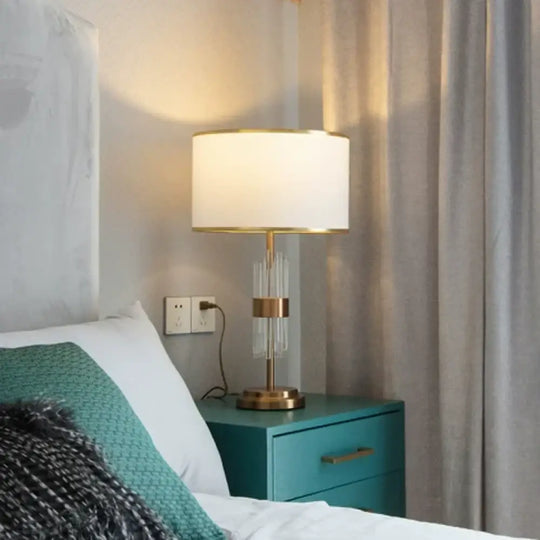 Juliette Crystal Rod Glass Table Lamp E27 White Cloth LED - 38X68cm