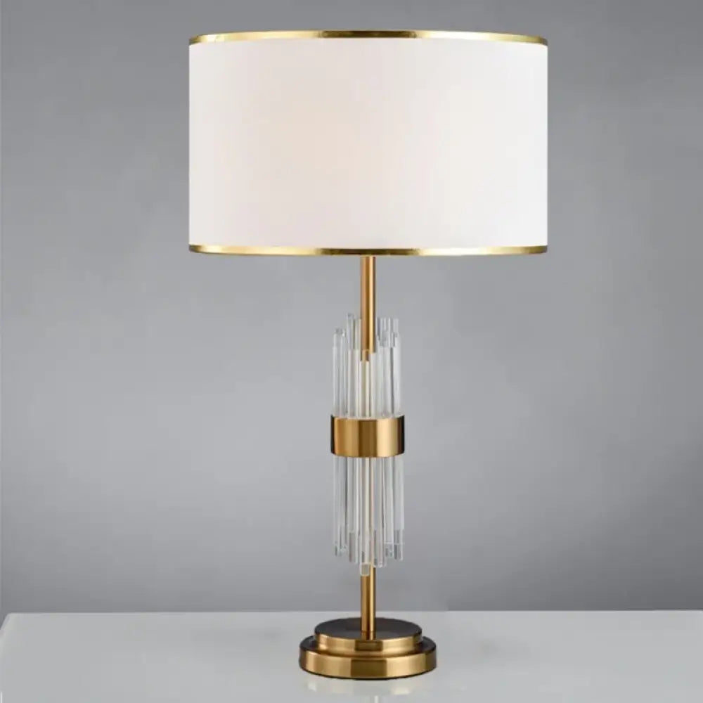 Juliette Crystal Rod Glass Table Lamp E27 White Cloth LED