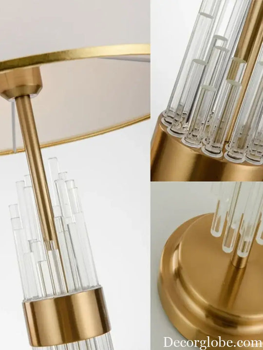 Juliette Crystal Rod Glass Table Lamp E27 White Cloth LED