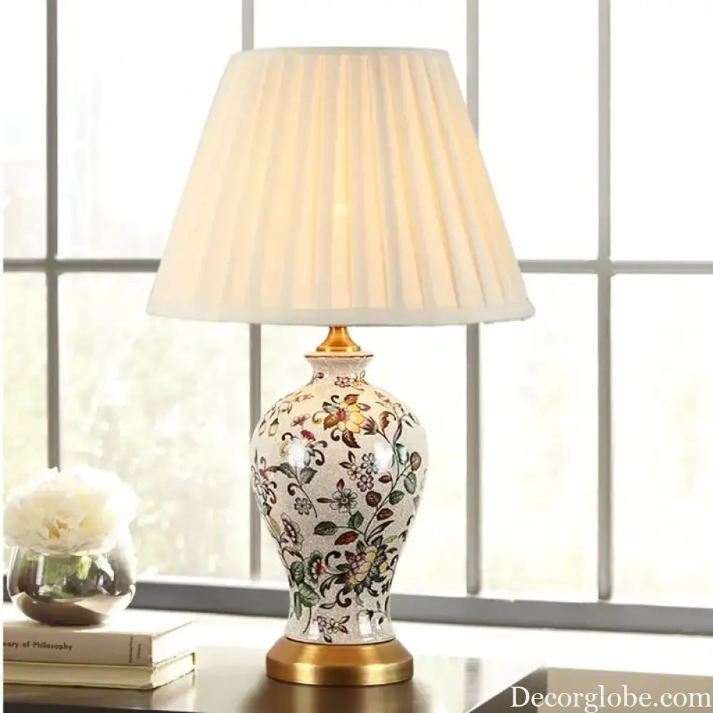 Émilienne Floral Ceramic Vase Table Lamp