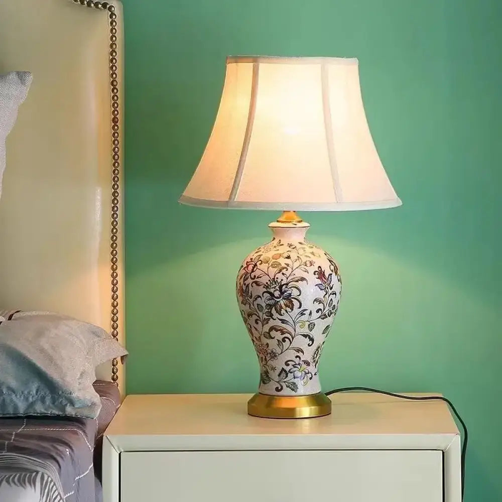 Émilienne Floral Ceramic Vase Table Lamp - Style 2