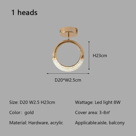 Modern Minimalist Circle Ring Led Ceiling Lamp Light Luxury Acrylic Living Room Lights Lighting Bedroom Lamps Luster