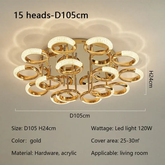 Modern Minimalist Circle Ring Led Ceiling Lamp Light Luxury Acrylic Living Room Lights Lighting Bedroom Lamps Luster