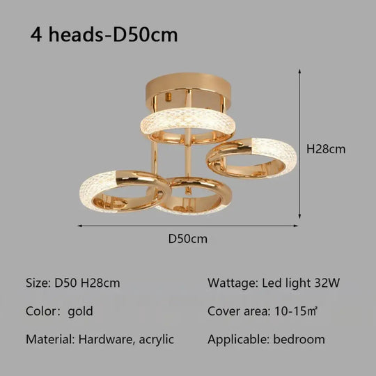 Modern Minimalist Circle Ring Led Ceiling Lamp Light Luxury Acrylic Living Room Lights Lighting Bedroom Lamps Luster