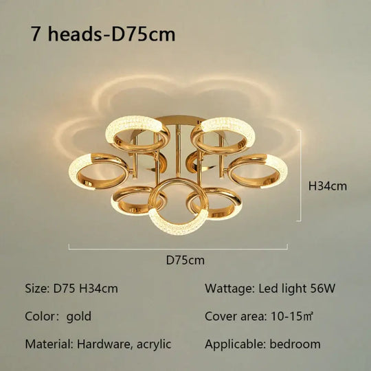 Modern Minimalist Circle Ring Led Ceiling Lamp Light Luxury Acrylic Living Room Lights Lighting Bedroom Lamps Luster
