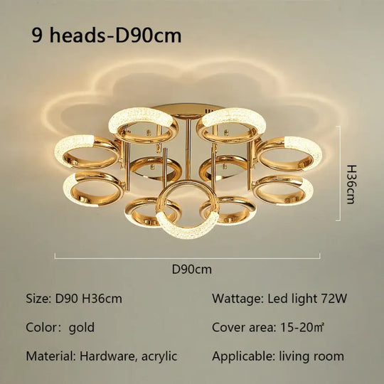 Modern Minimalist Circle Ring Led Ceiling Lamp Light Luxury Acrylic Living Room Lights Lighting Bedroom Lamps Luster