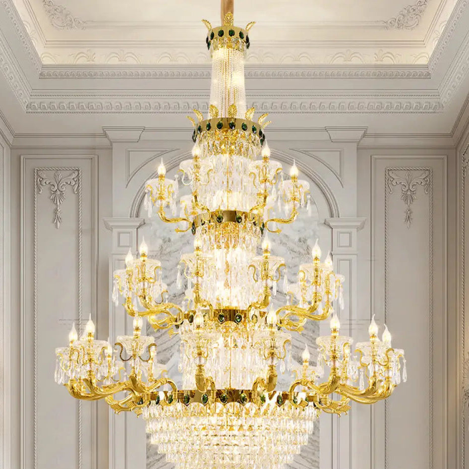 European Crystal Branch Chandelier for Villa Duplex