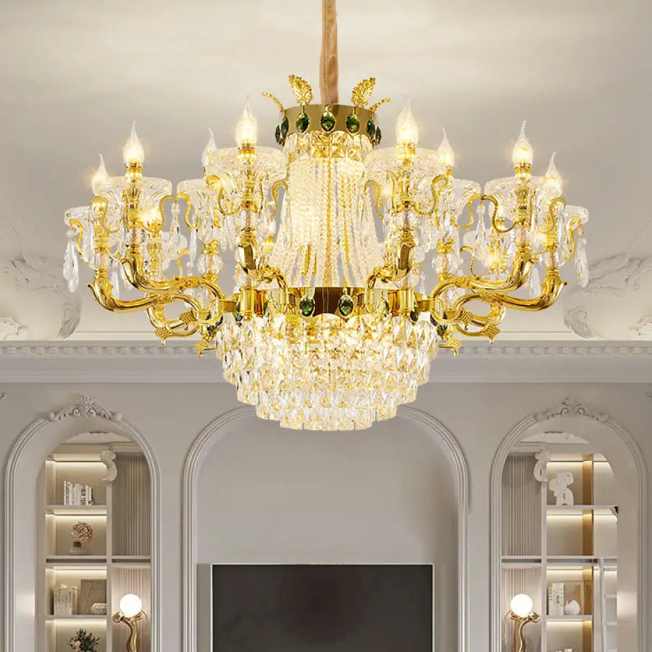 European Crystal Branch Chandelier for Villa Duplex