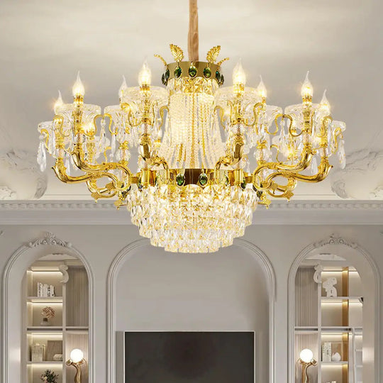European Crystal Branch Chandelier for Villa Duplex