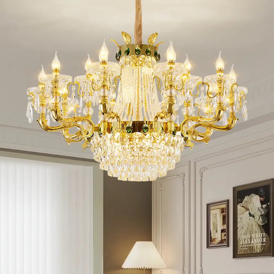 European Crystal Branch Chandelier for Villa Duplex