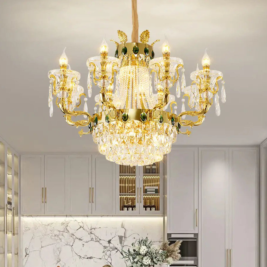 European Crystal Branch Chandelier for Villa Duplex