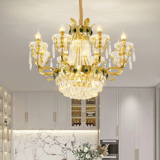 European Crystal Branch Chandelier for Villa Duplex