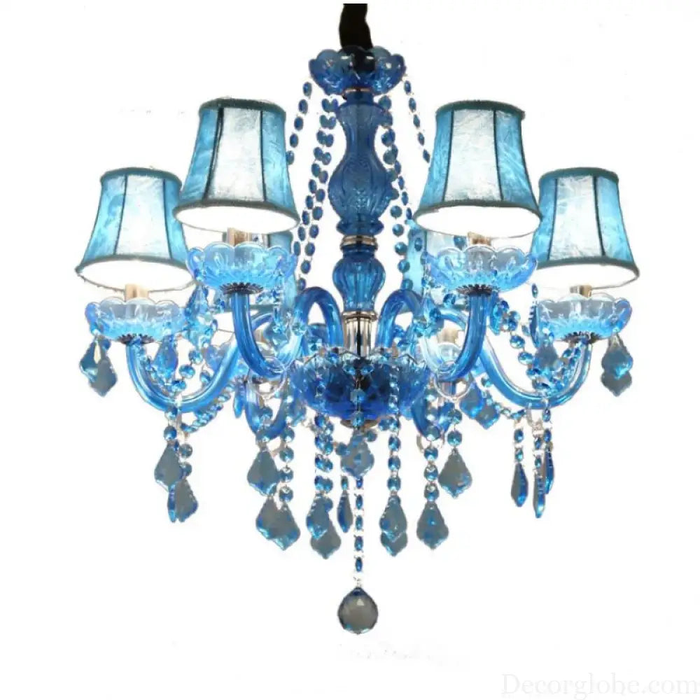 European Mediterranean Blue Crystal Chandelier Cafe KTV Cafe Club Colored Chandelier Chandeliers