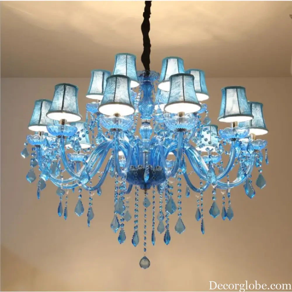 European Mediterranean Blue Crystal Chandelier Cafe KTV Cafe Club Colored Chandelier Chandeliers