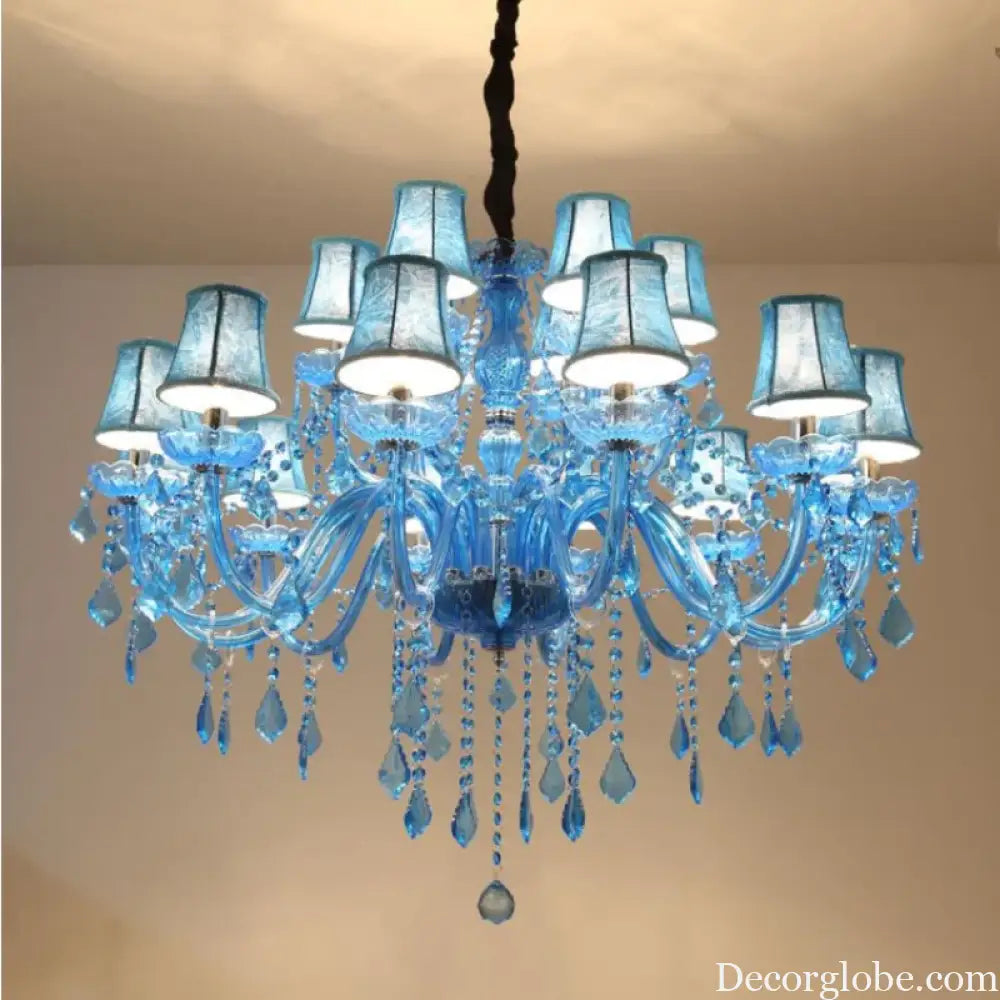 European Mediterranean Blue Crystal Chandelier Cafe KTV Cafe Club Colored Chandelier Chandeliers