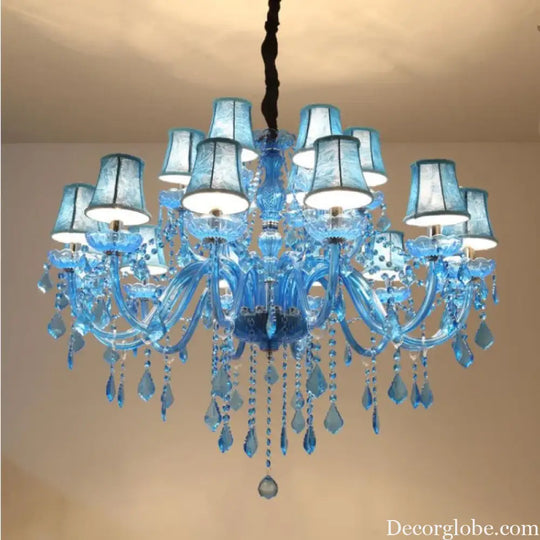 European Mediterranean Blue Crystal Chandelier Cafe KTV Cafe Club Colored Chandelier Chandeliers