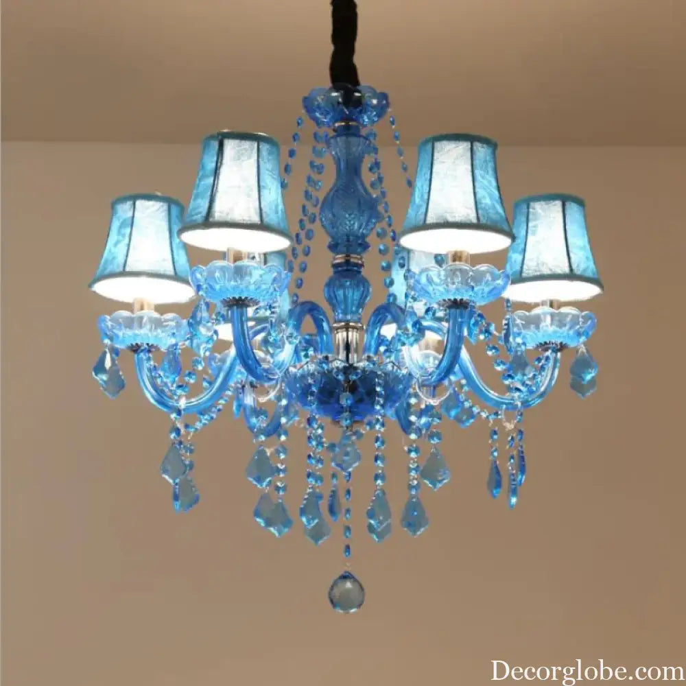 European Mediterranean Blue Crystal Chandelier Cafe KTV Cafe Club Colored Chandelier Chandeliers