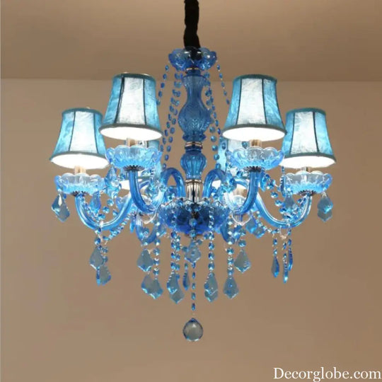 European Mediterranean Blue Crystal Chandelier Cafe KTV Cafe Club Colored Chandelier Chandeliers