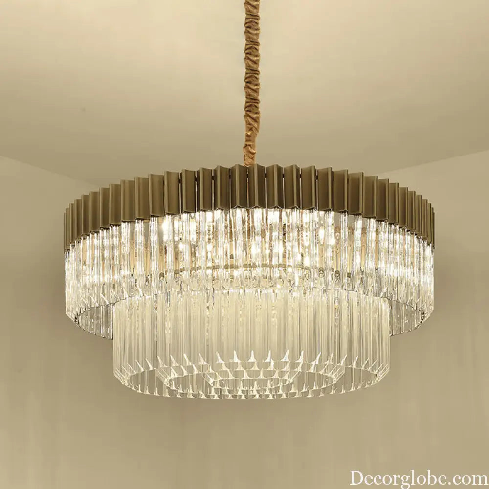 Lyric Modern 2-Tier Crystal Chandelier: Light Up Your Home with Elegance - DecorGlobe