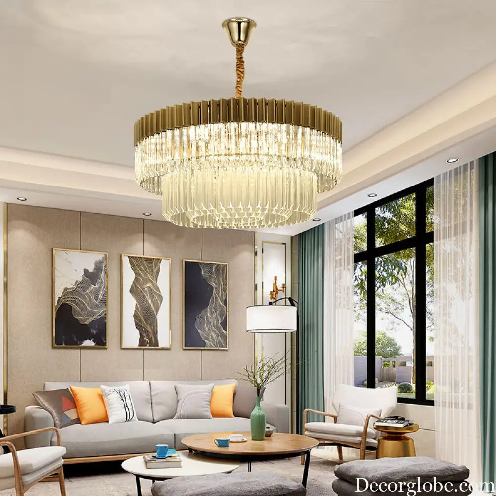 Lyric Modern 2-Tier Crystal Chandelier: Light Up Your Home with Elegance - DecorGlobe