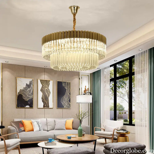 Lyric Modern 2-Tier Crystal Chandelier: Light Up Your Home with Elegance - DecorGlobe