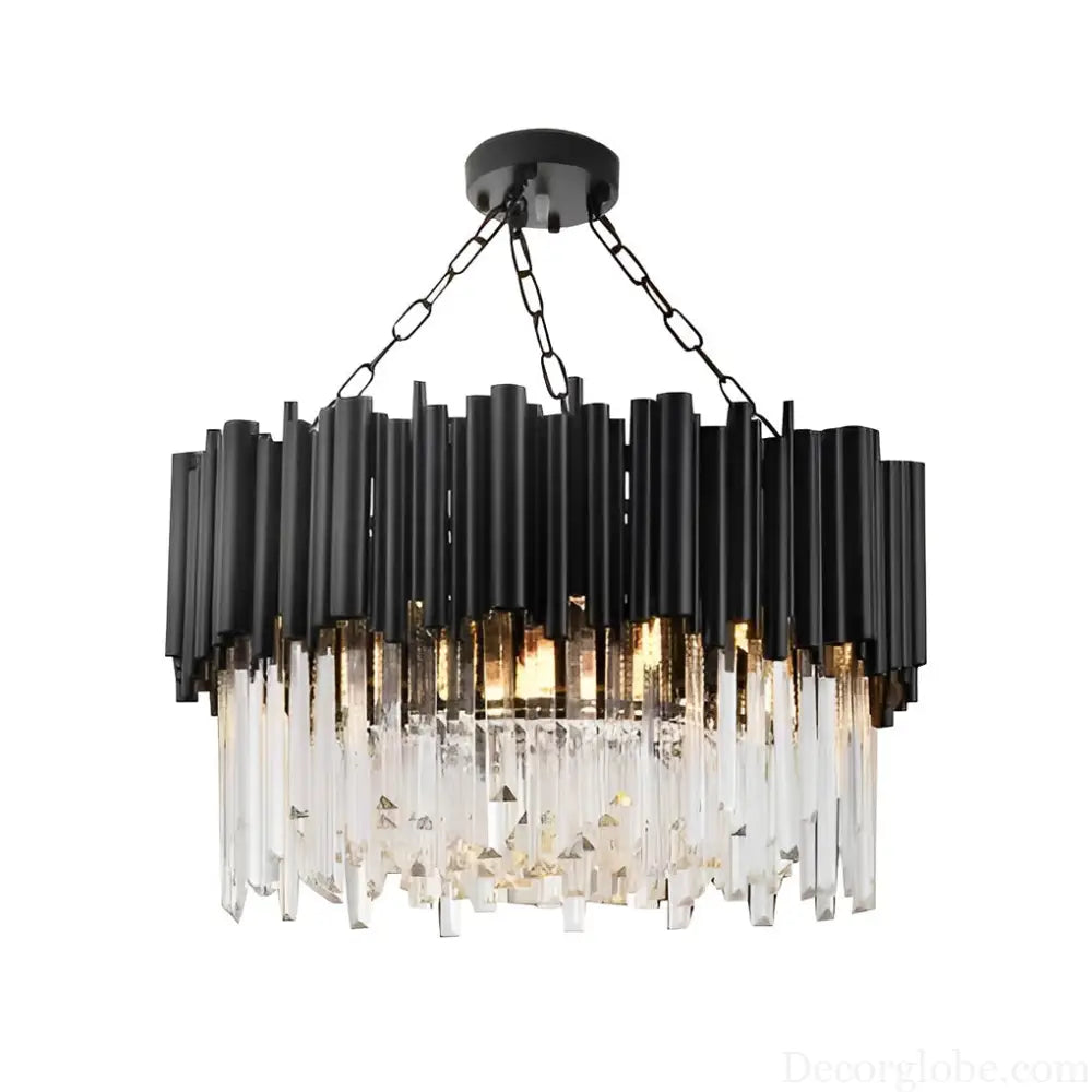 Circular Clear Crystal Metal Black Modern Chandelier Pendant Lamp Lighting > Ceiling lights > Chandeliers