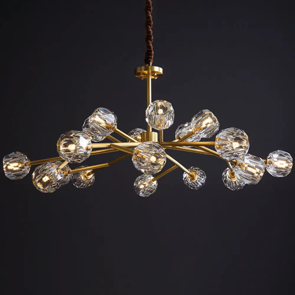Modern Beveled Crystal Ball Chandelier - 6/15/18-Bulb Brass Living Room Lighting Fixture 18 / Brass